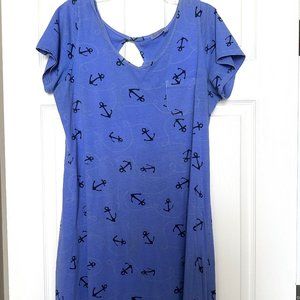 Fresh Produce Anchors Away Periwinkle V Neck Dress L